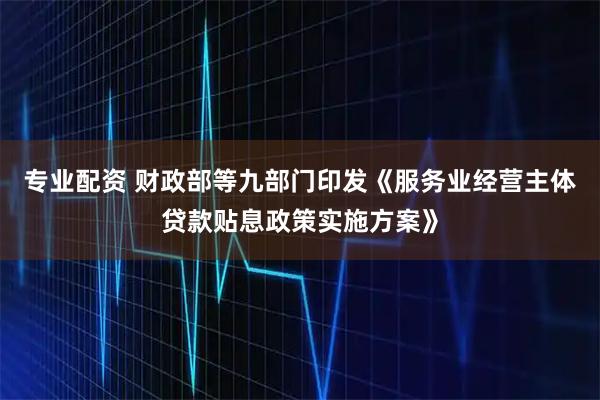 专业配资 财政部等九部门印发《服务业经营主体贷款贴息政策实施方案》
